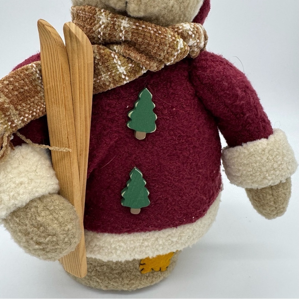 Holiday Teddy Bear with Skis - Red and Cream - Picture 6 of 6